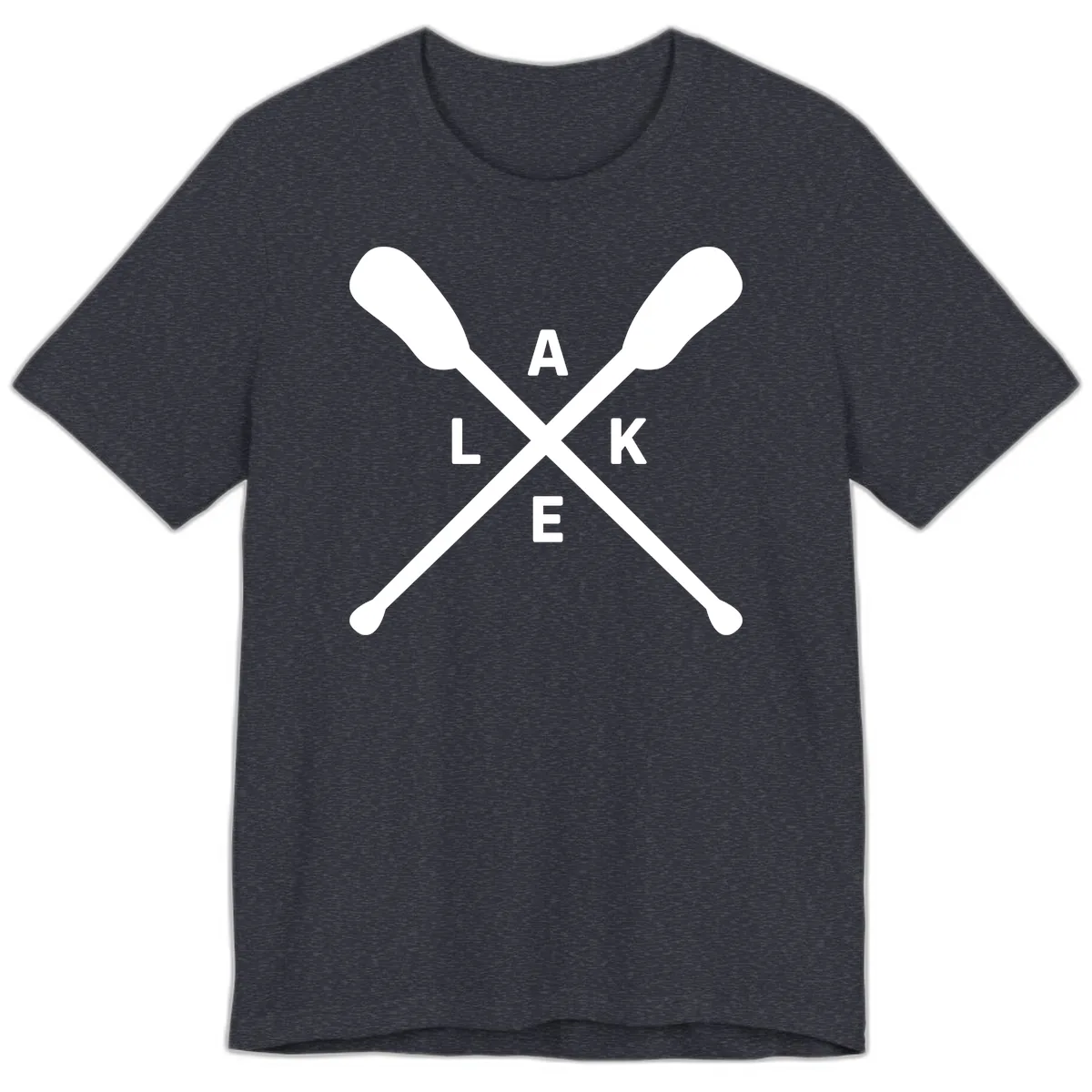 Lake Day Crossed Oars Design Premium T-Shirt in Heather Navy