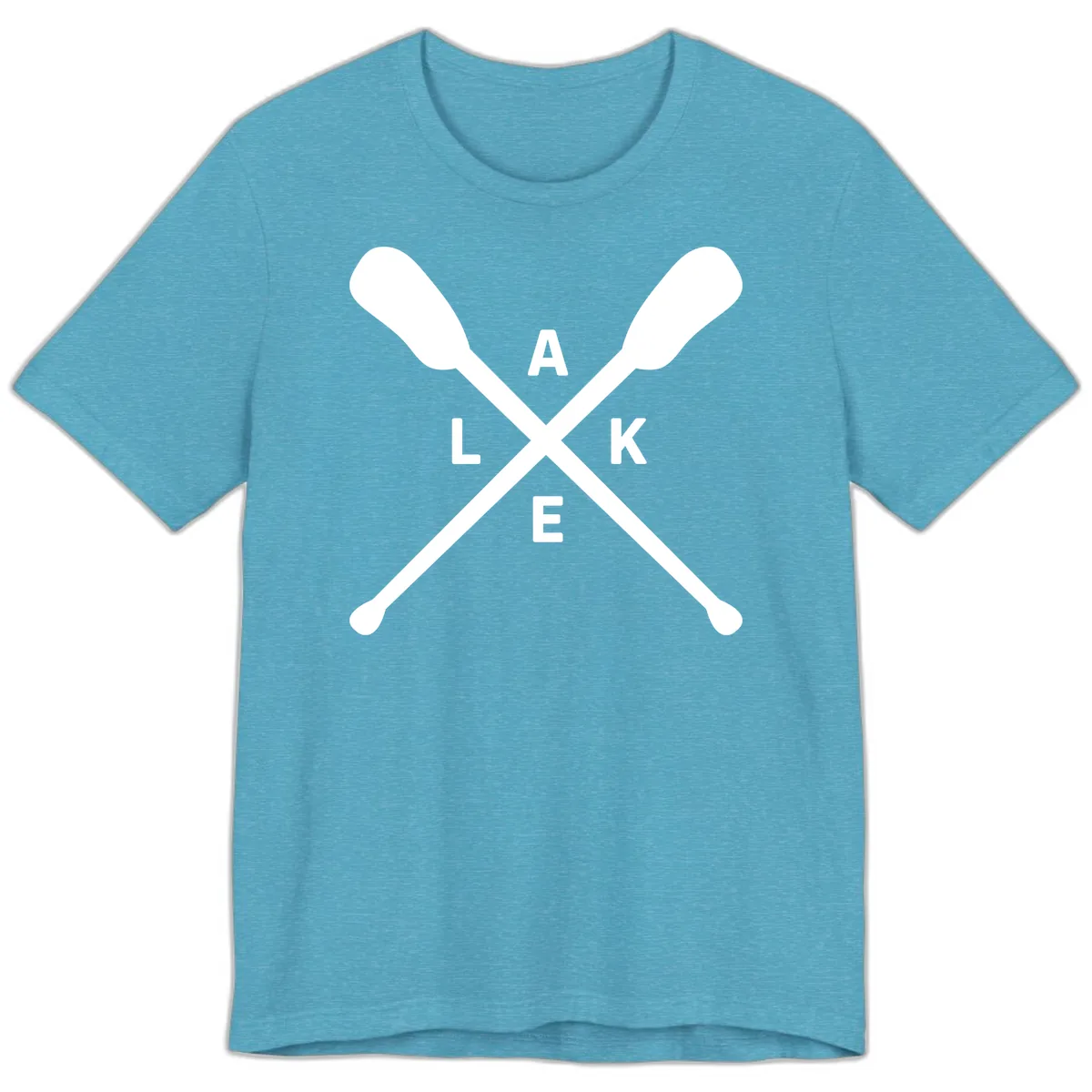 Lake Day Crossed Oars Design Premium T-Shirt in Heather Aqua