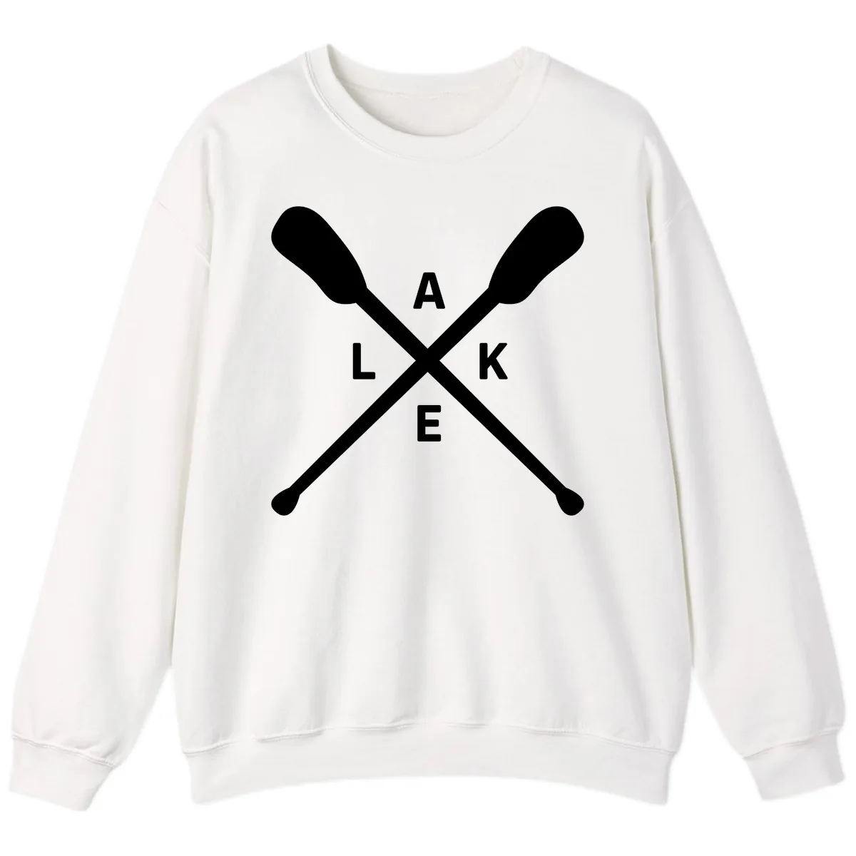 Lake Day Crossed Oars Design Sweatshirt in White