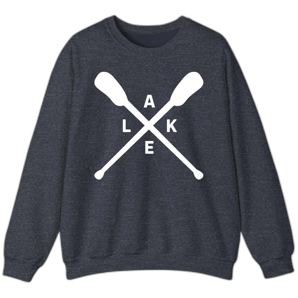 Lake Day Crossed Oars Design Sweatshirt in Heather Sport Dark Navy