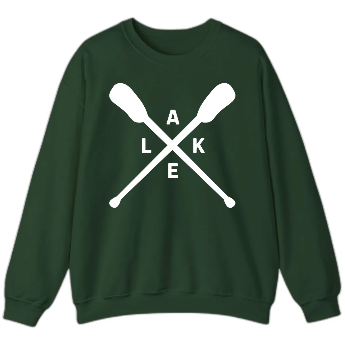 Lake Day Crossed Oars Design Sweatshirt in Forest Green