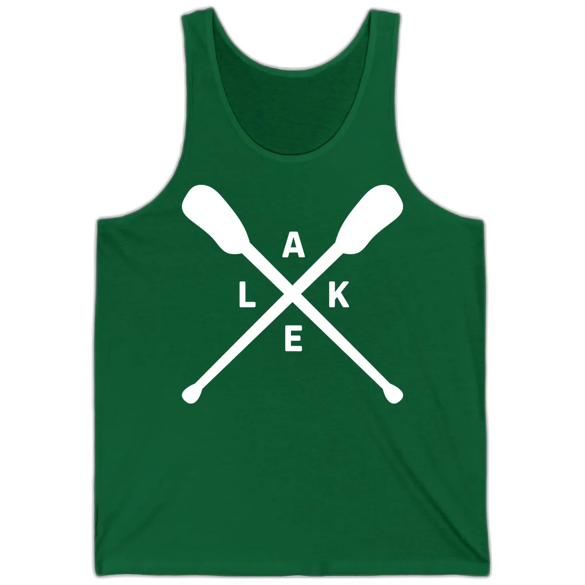 Lake Day Crossed Oars Design Tank in Kelly