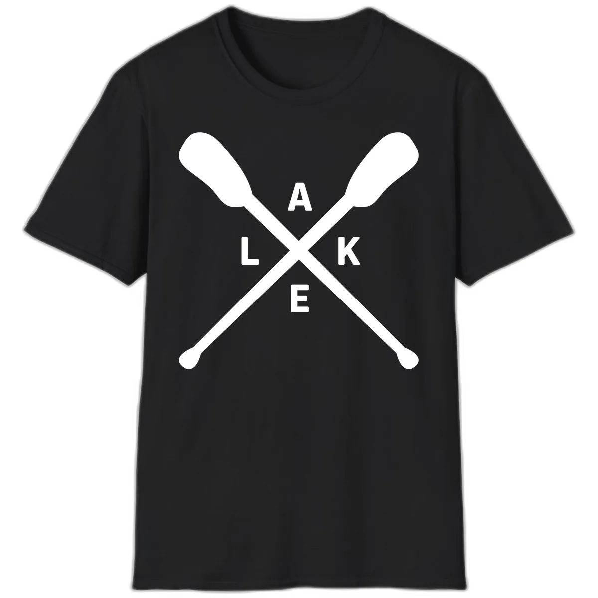 Lake Day Crossed Oars Design T-Shirt in Black