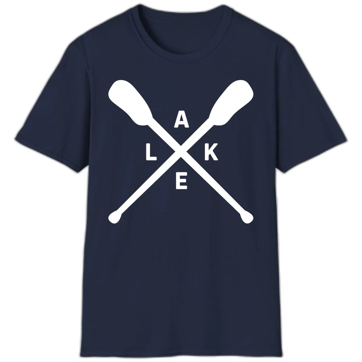 Lake Day Crossed Oars Design T-Shirt in Navy