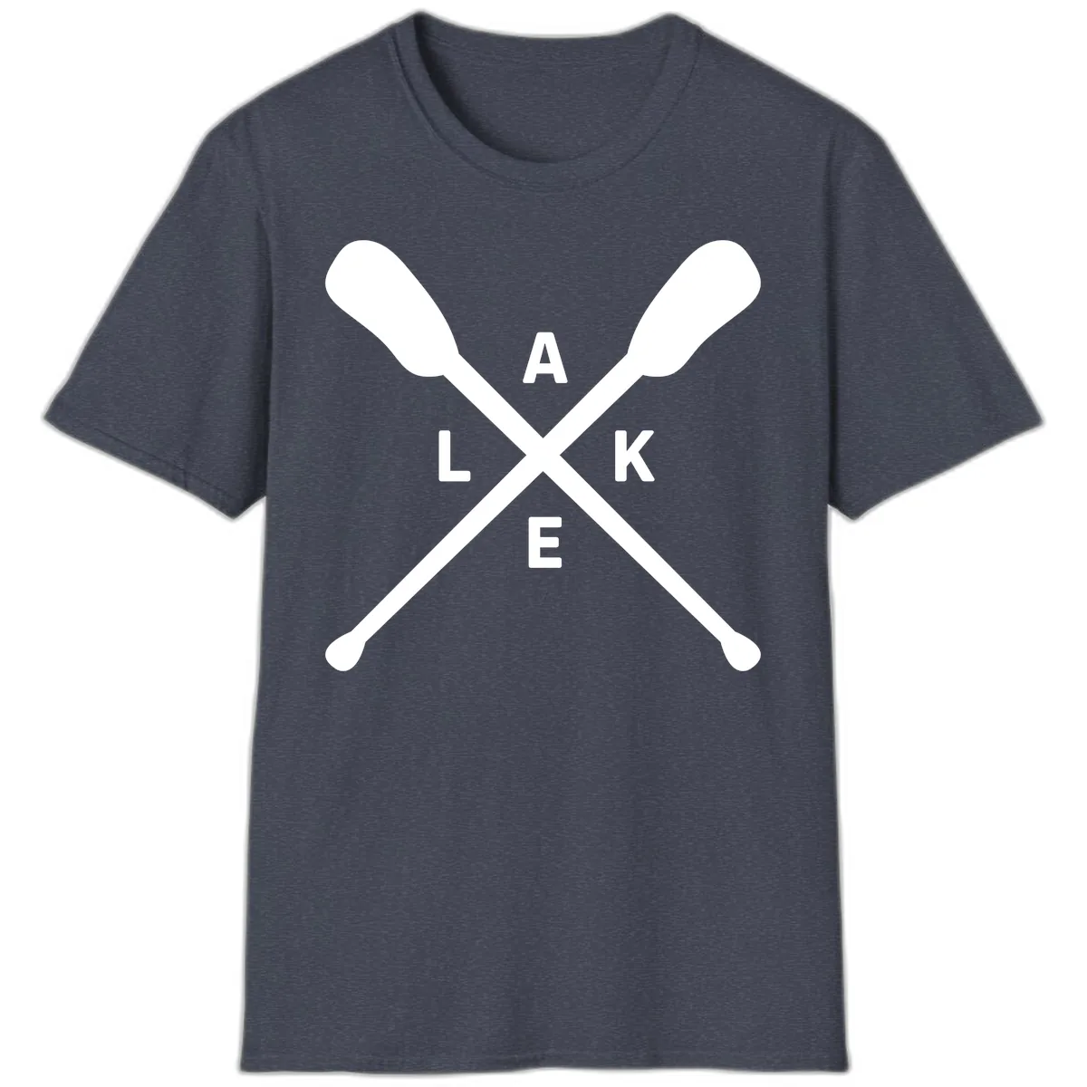 Lake Day Crossed Oars Design T-Shirt in Heather Navy