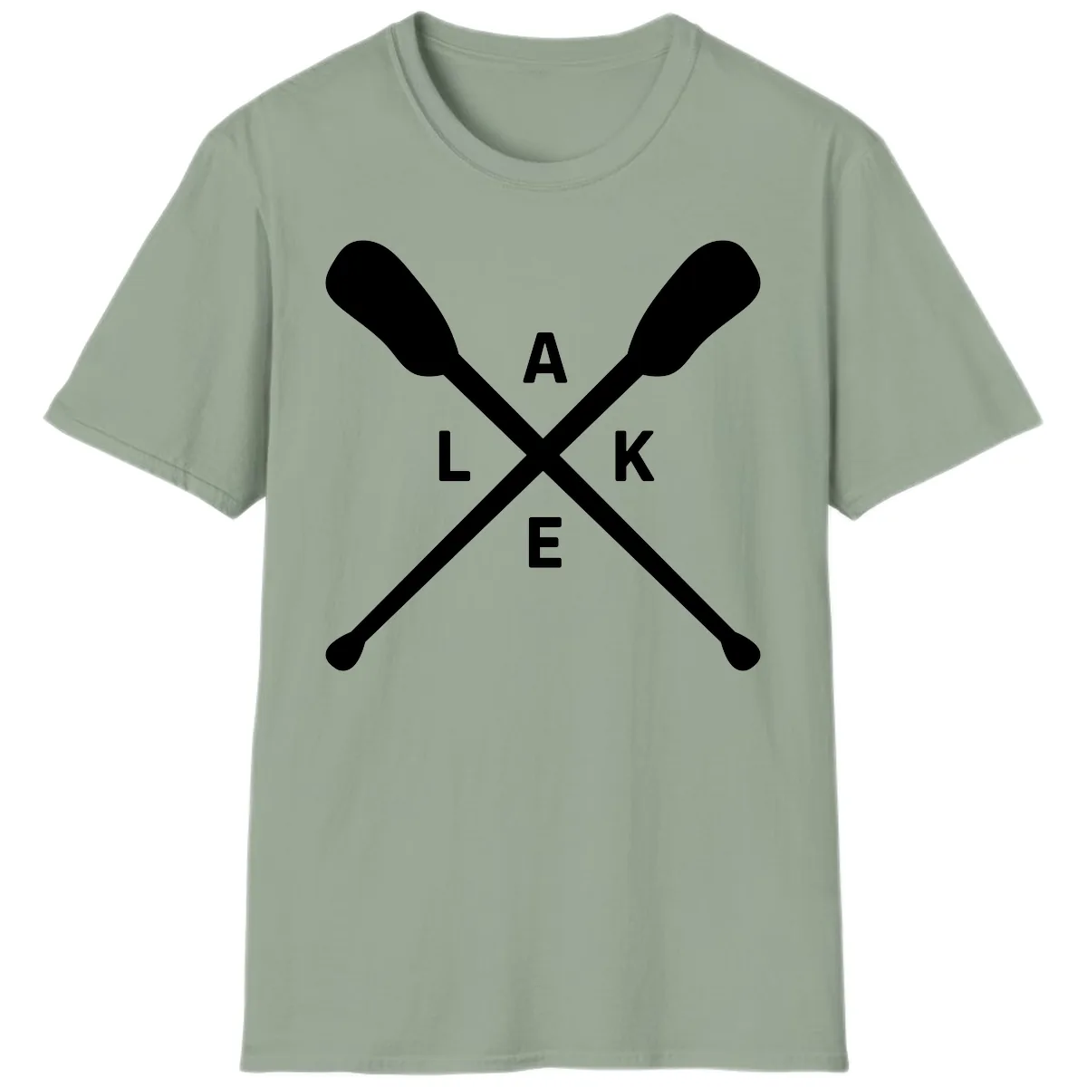 Lake Day Crossed Oars Design T-Shirt in Sage