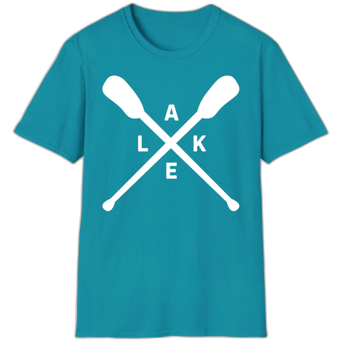 Lake Day Crossed Oars Design T-Shirt in Tropical Blue