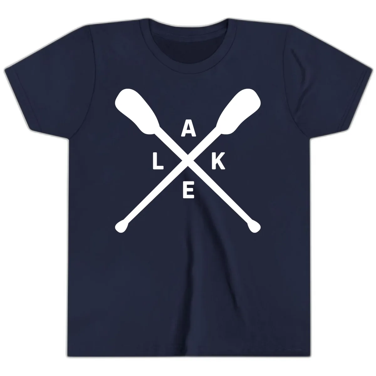 Lake Day Crossed Oars Design Youth T-Shirt in Navy