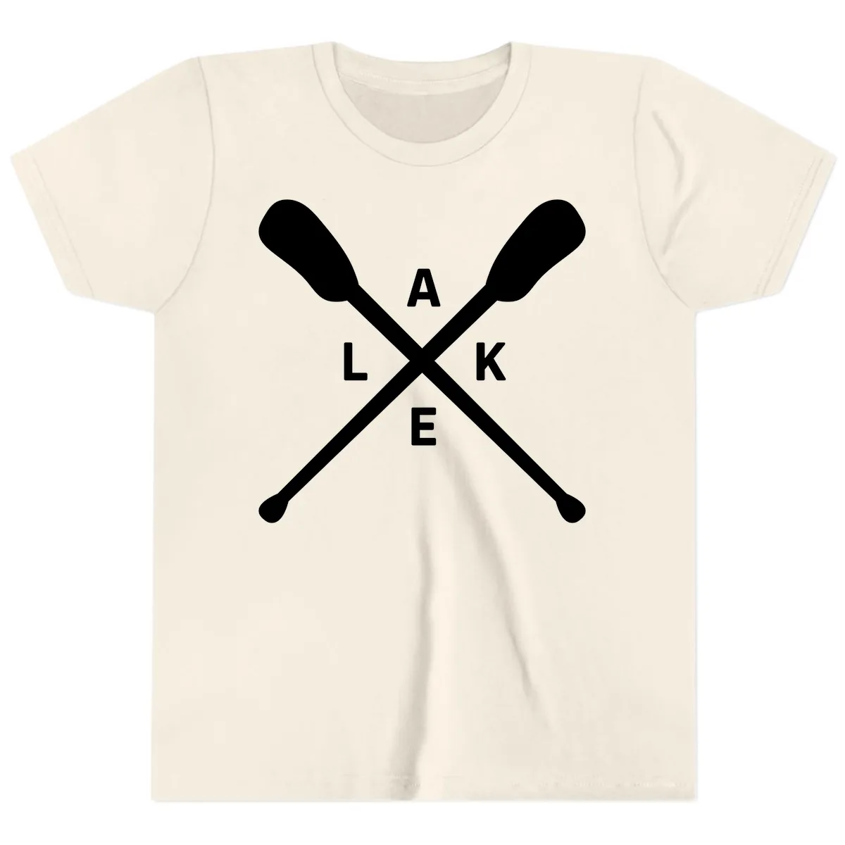 Lake Day Crossed Oars Design Youth T-Shirt in Natural