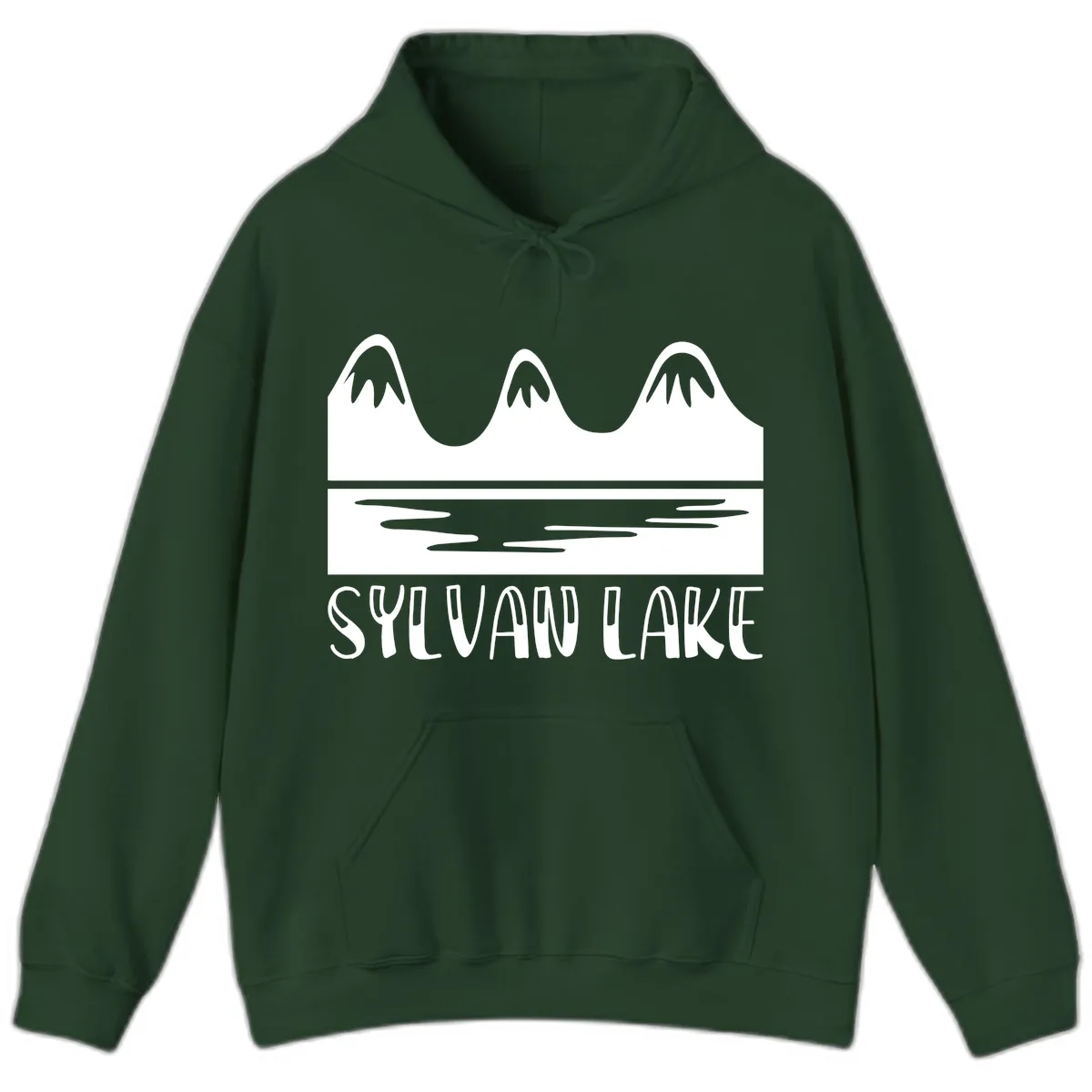 Sylvan Lake Mountain Reflection Hoodie in Forest Green
