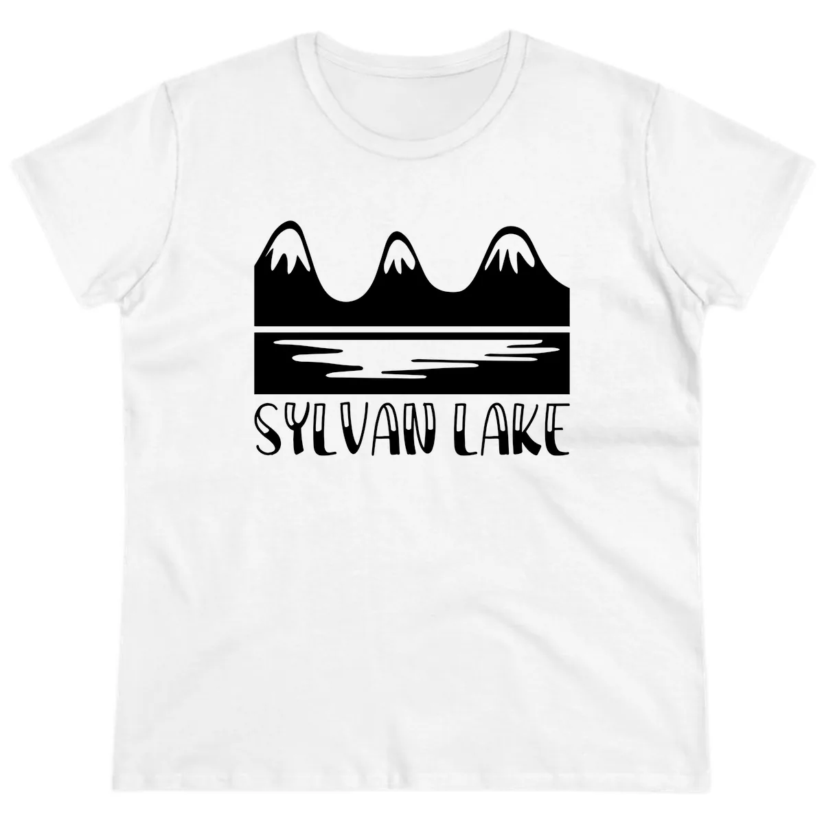 Sylvan Lake Mountain Reflection Ladies Tee in White