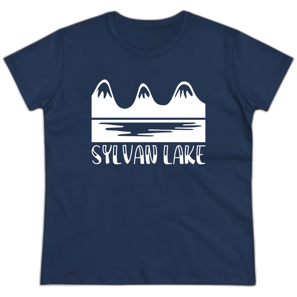 Sylvan Lake Mountain Reflection Ladies Tee in Navy