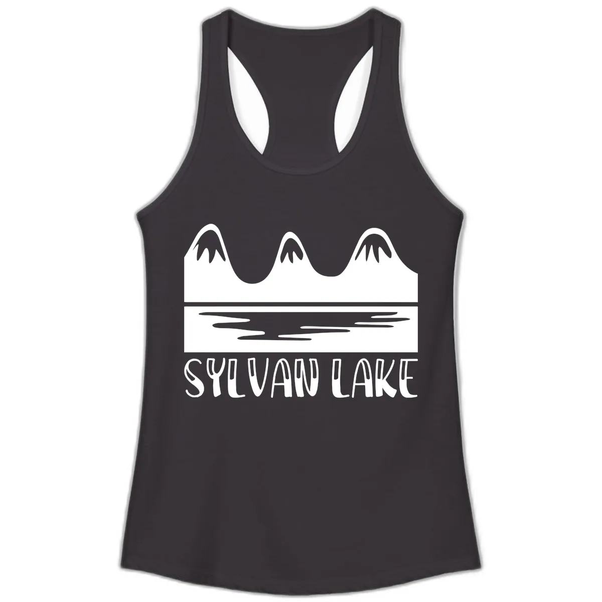 Sylvan Lake Mountain Reflection Ladies Tank in Black