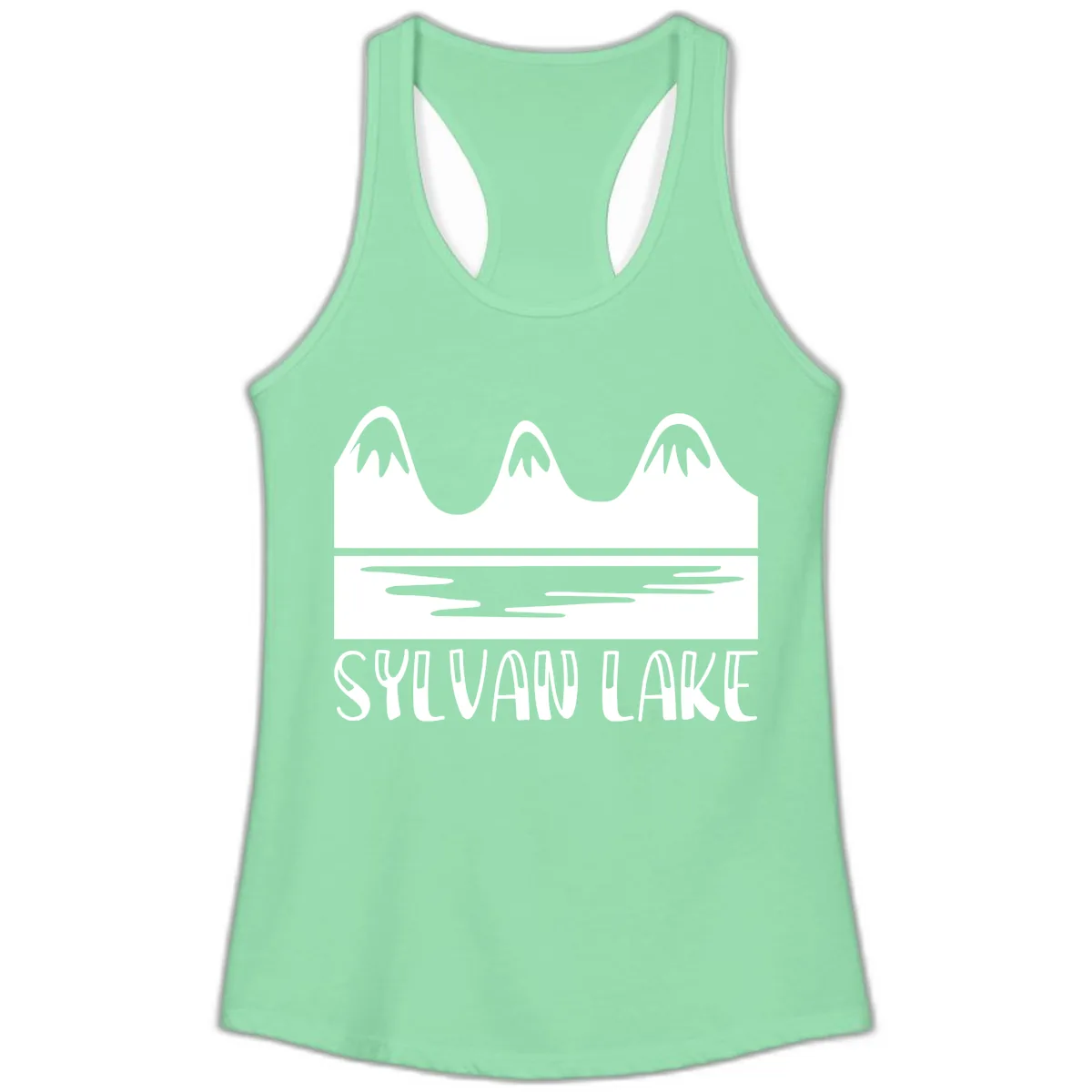 Sylvan Lake Mountain Reflection Ladies Tank in Solid Mint