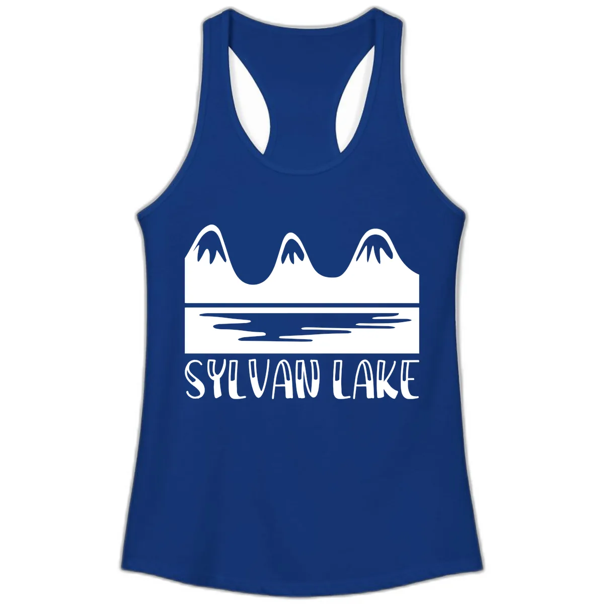 Sylvan Lake Mountain Reflection Ladies Tank in Solid Royal