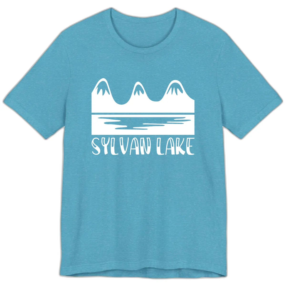 Sylvan Lake Mountain Reflection Premium T-Shirt in Heather Aqua