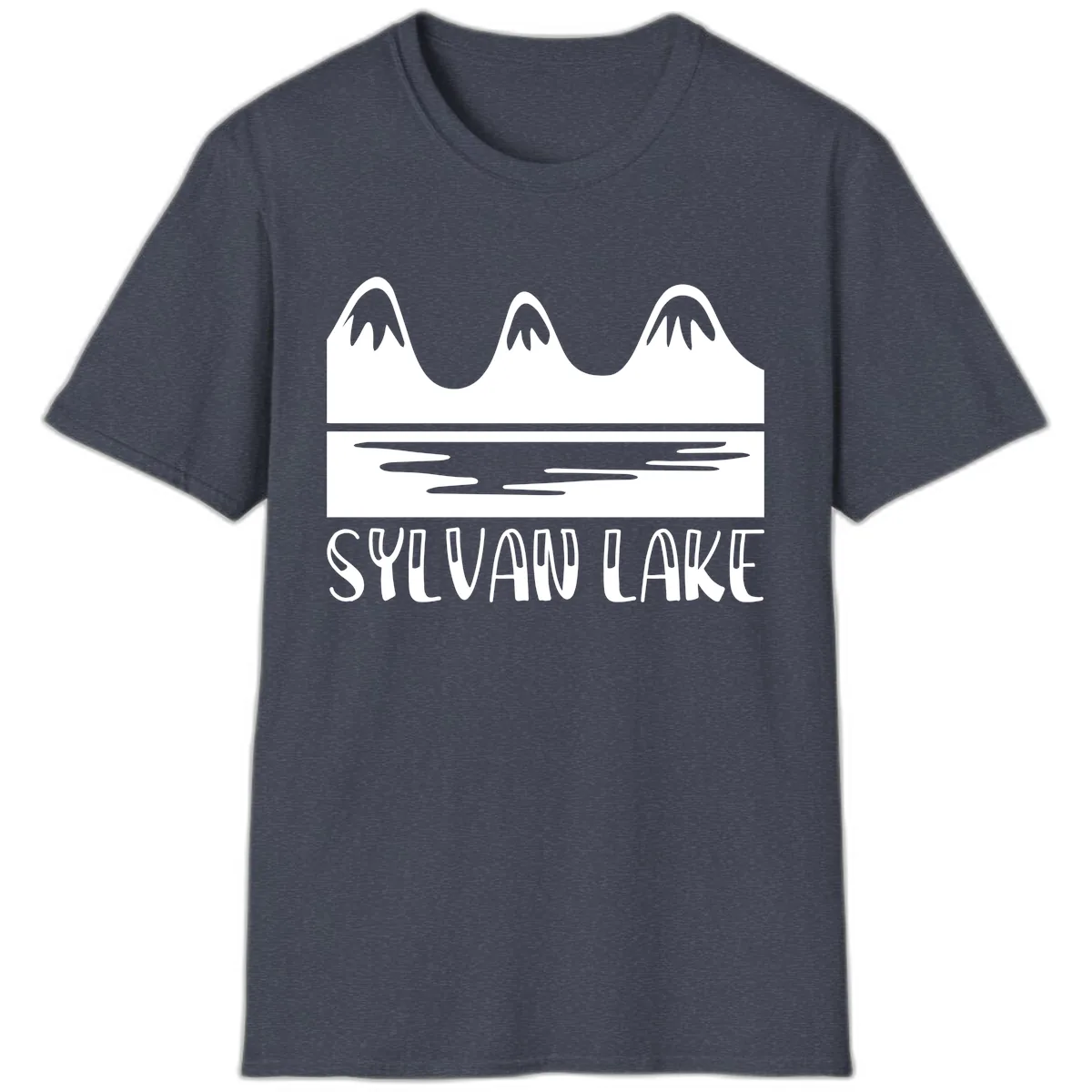 Sylvan Lake Mountain Reflection T-Shirt in Heather Navy