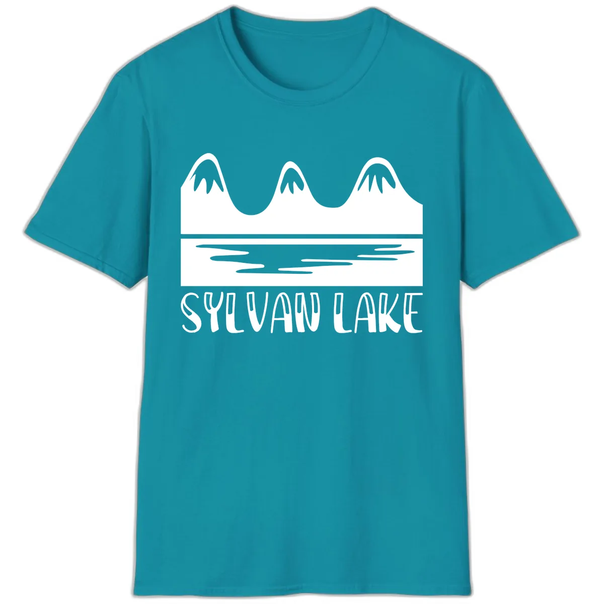 Sylvan Lake Mountain Reflection T-Shirt in Tropical Blue