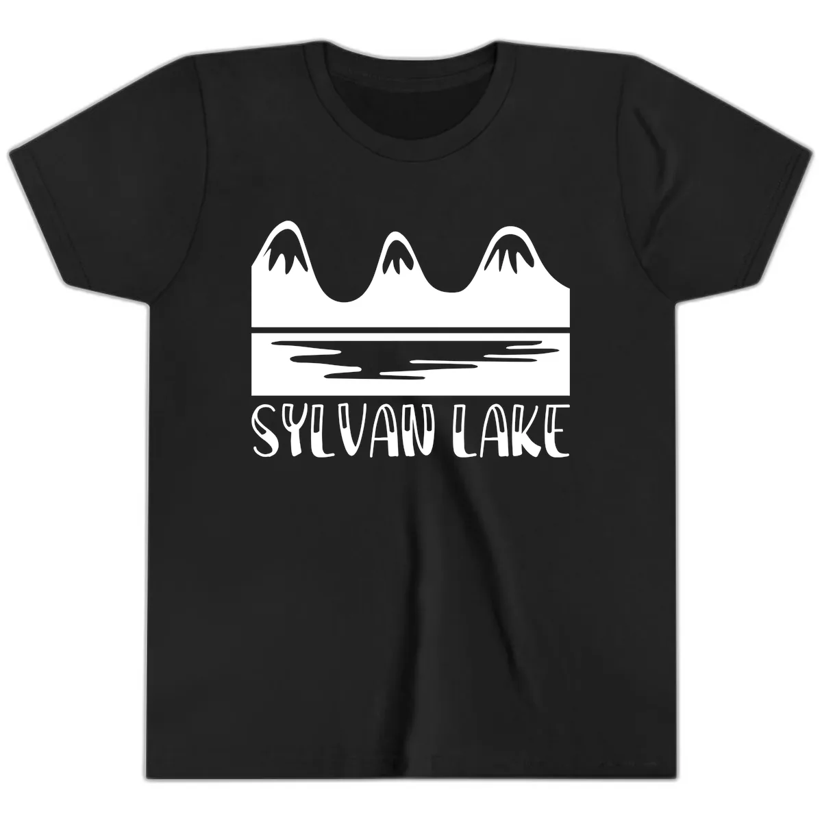 Sylvan Lake Mountain Reflection Youth T-Shirt in Black