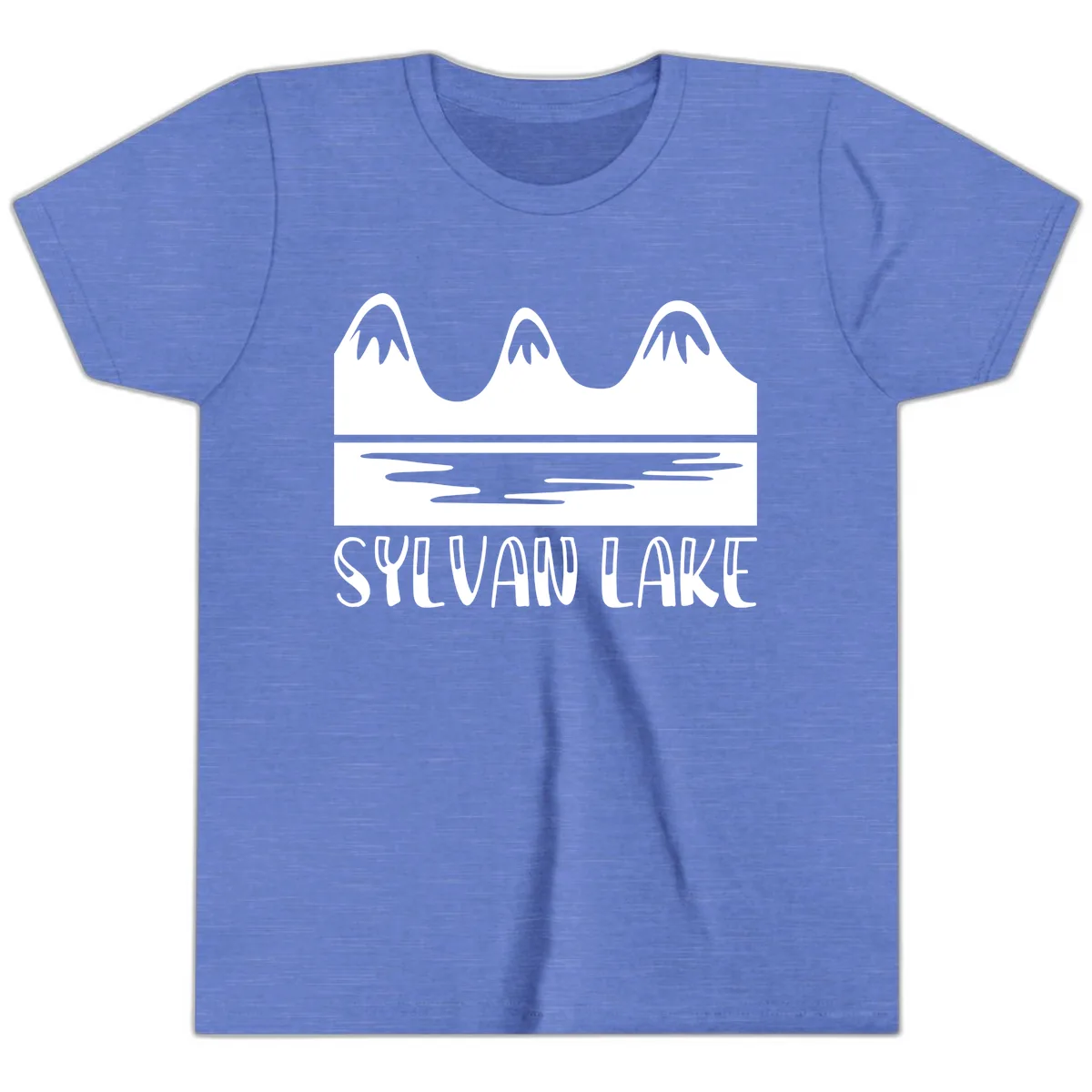 Sylvan Lake Mountain Reflection Youth T-Shirt in Heather Columbia Blue