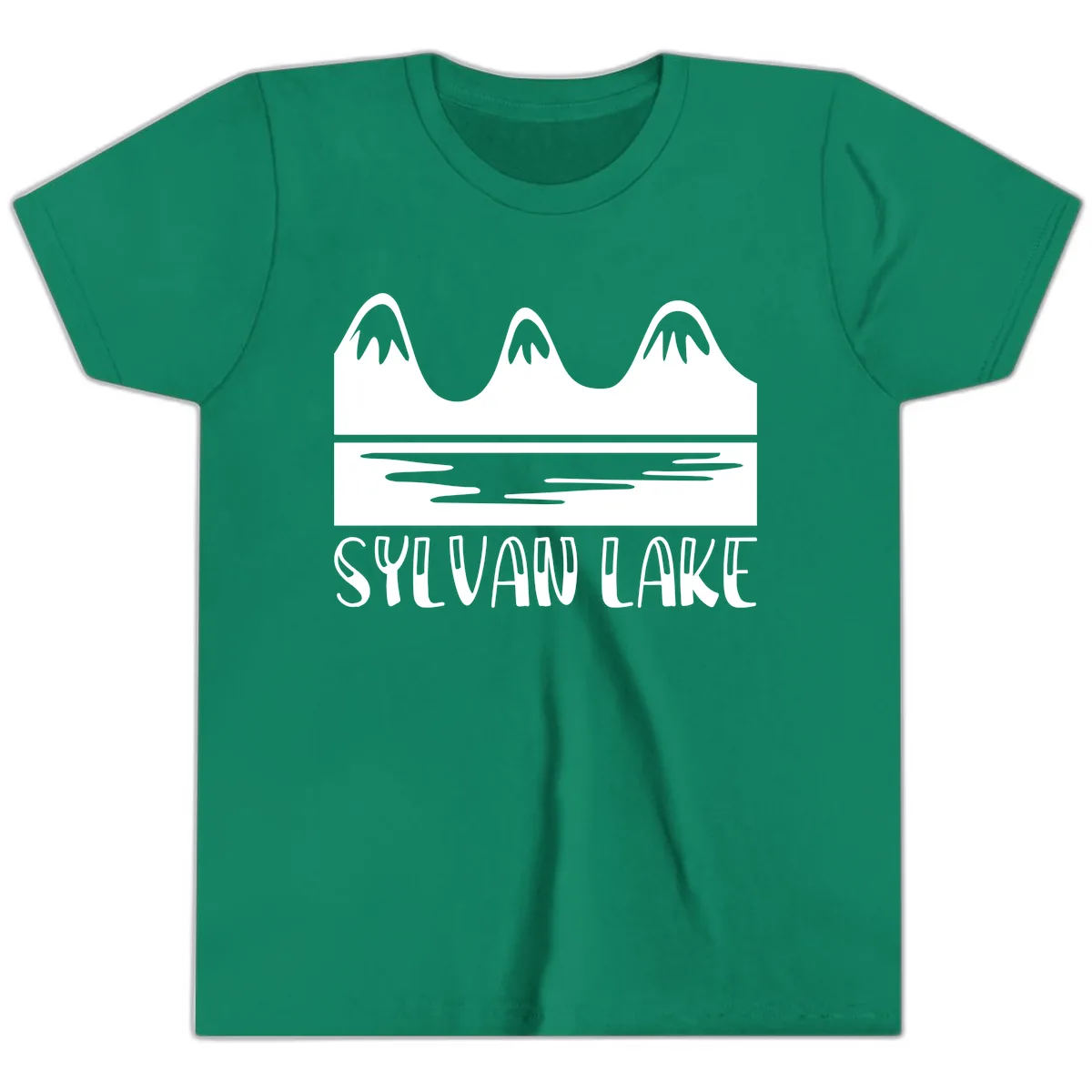 Sylvan Lake Mountain Reflection Youth T-Shirt in Kelly