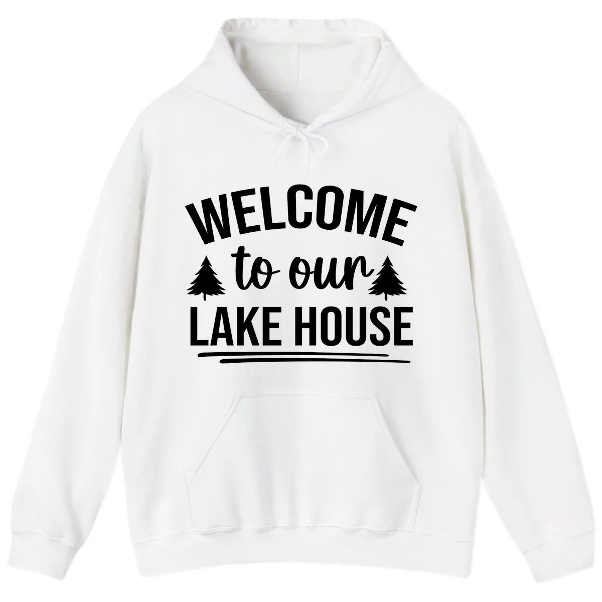 Welcome To Our Lake House Design Hoodie in White