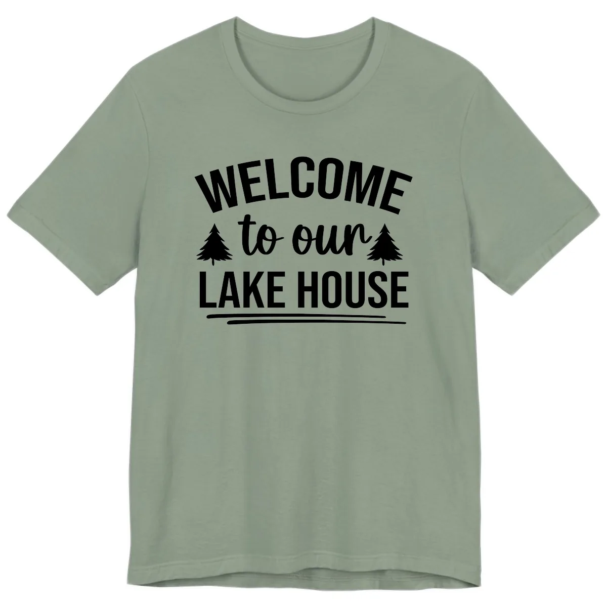 Welcome To Our Lake House Design Premium T-Shirt in Sage