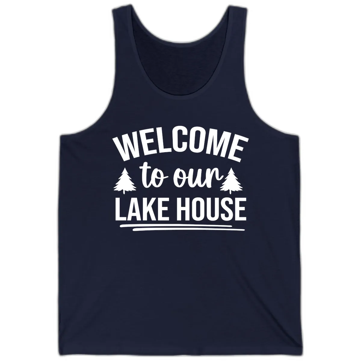 Welcome To Our Lake House Design Tank in Navy
