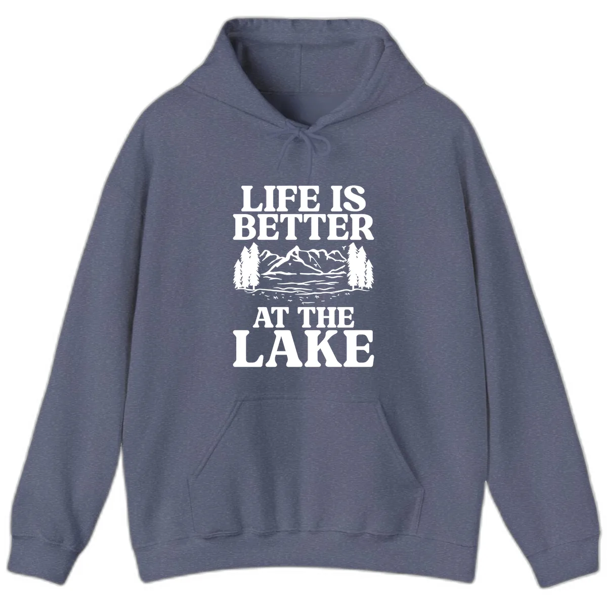Life Is Better At The Lake Hoodie in Heather Navy