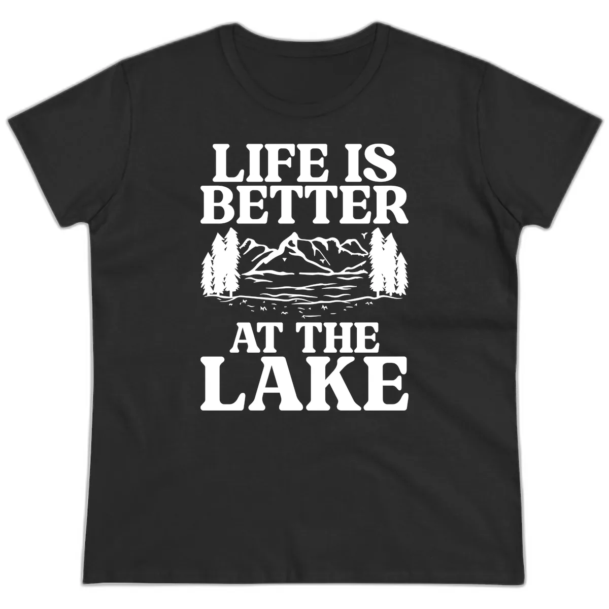 Life Is Better At The Lake Ladies Tee in Black
