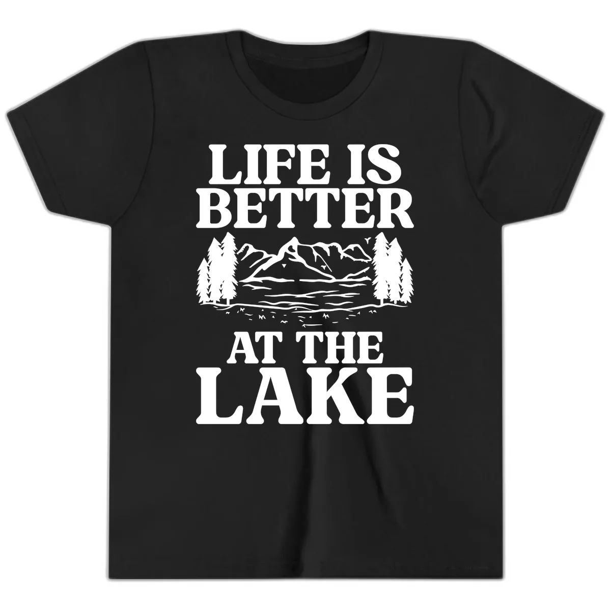 Life Is Better At The Lake Youth T-Shirt in Black