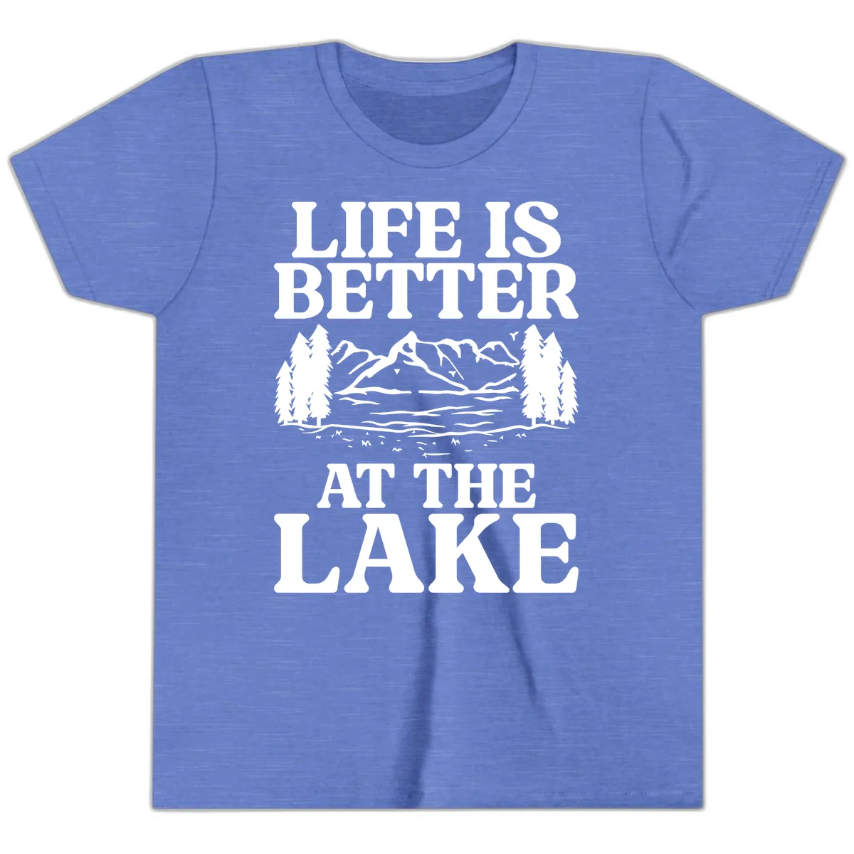 Life Is Better At The Lake Youth T-Shirt in Heather Columbia Blue