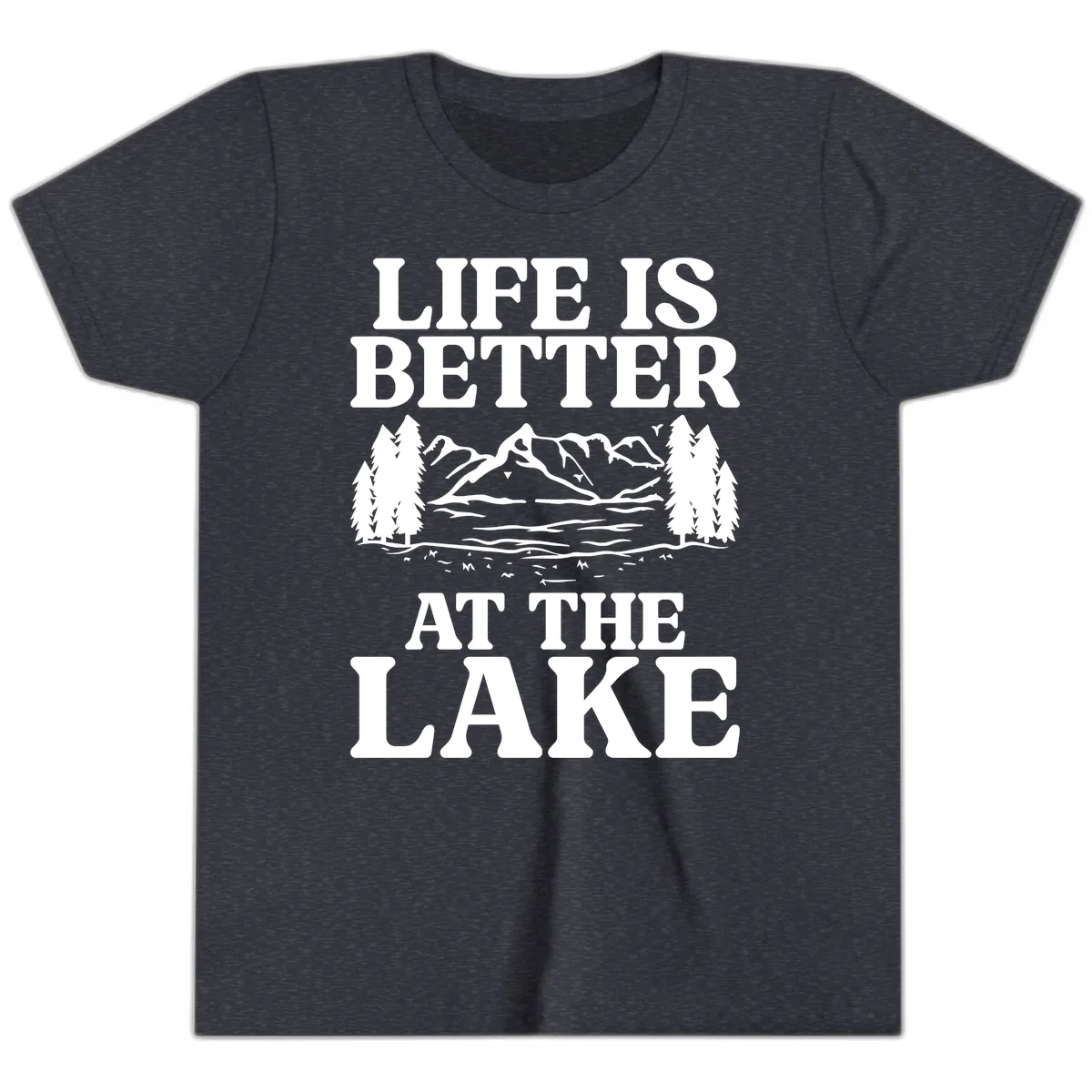 Life Is Better At The Lake Youth T-Shirt in Heather Navy