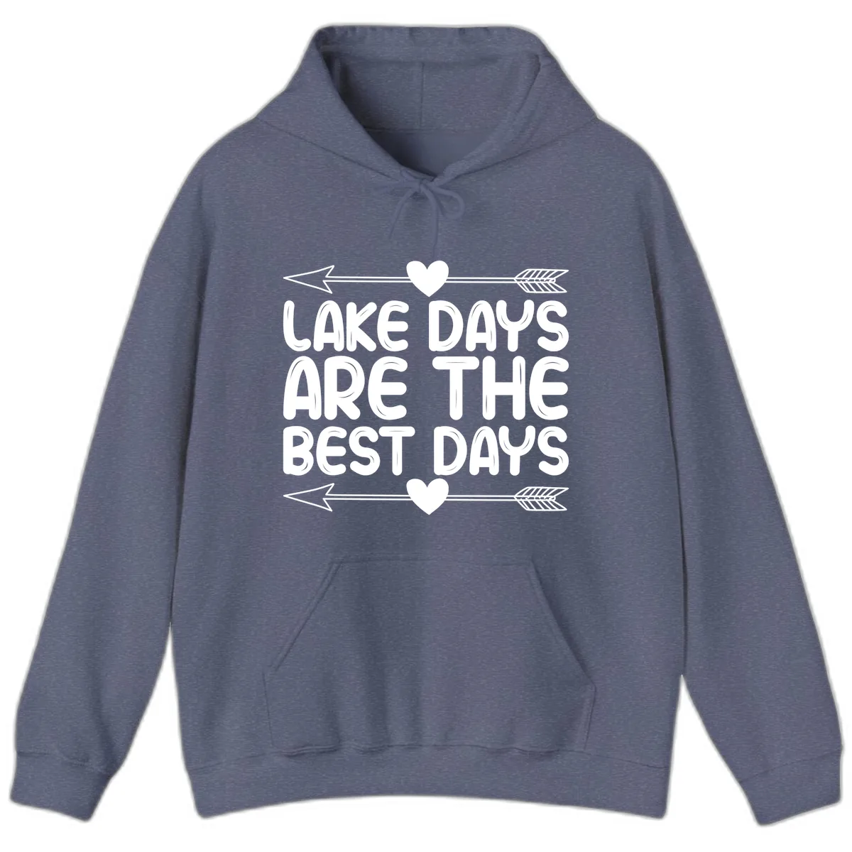 Lake Days Are The Best Days Hoodie in Heather Navy