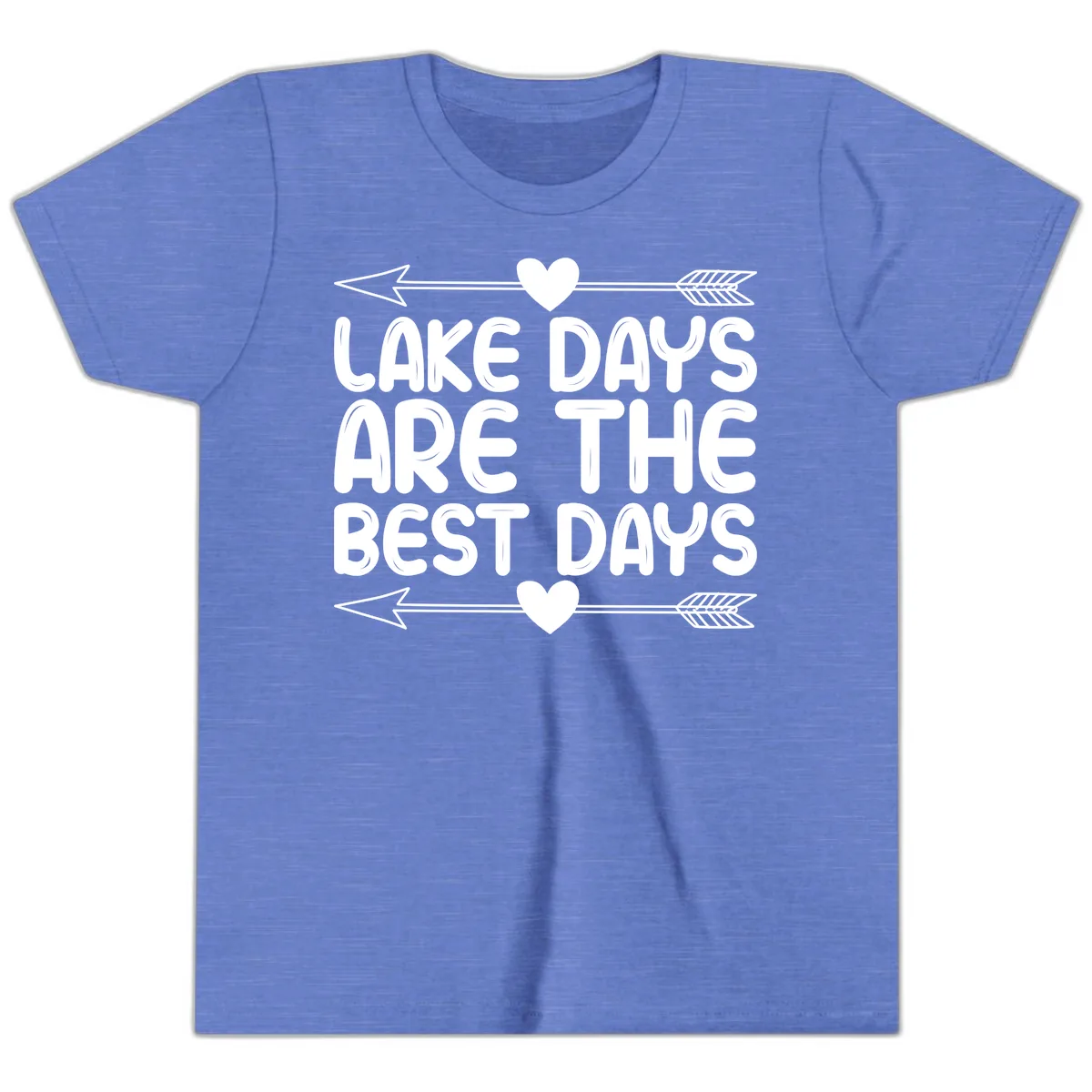 Lake Days Are The Best Days Youth T-Shirt in Heather Columbia Blue