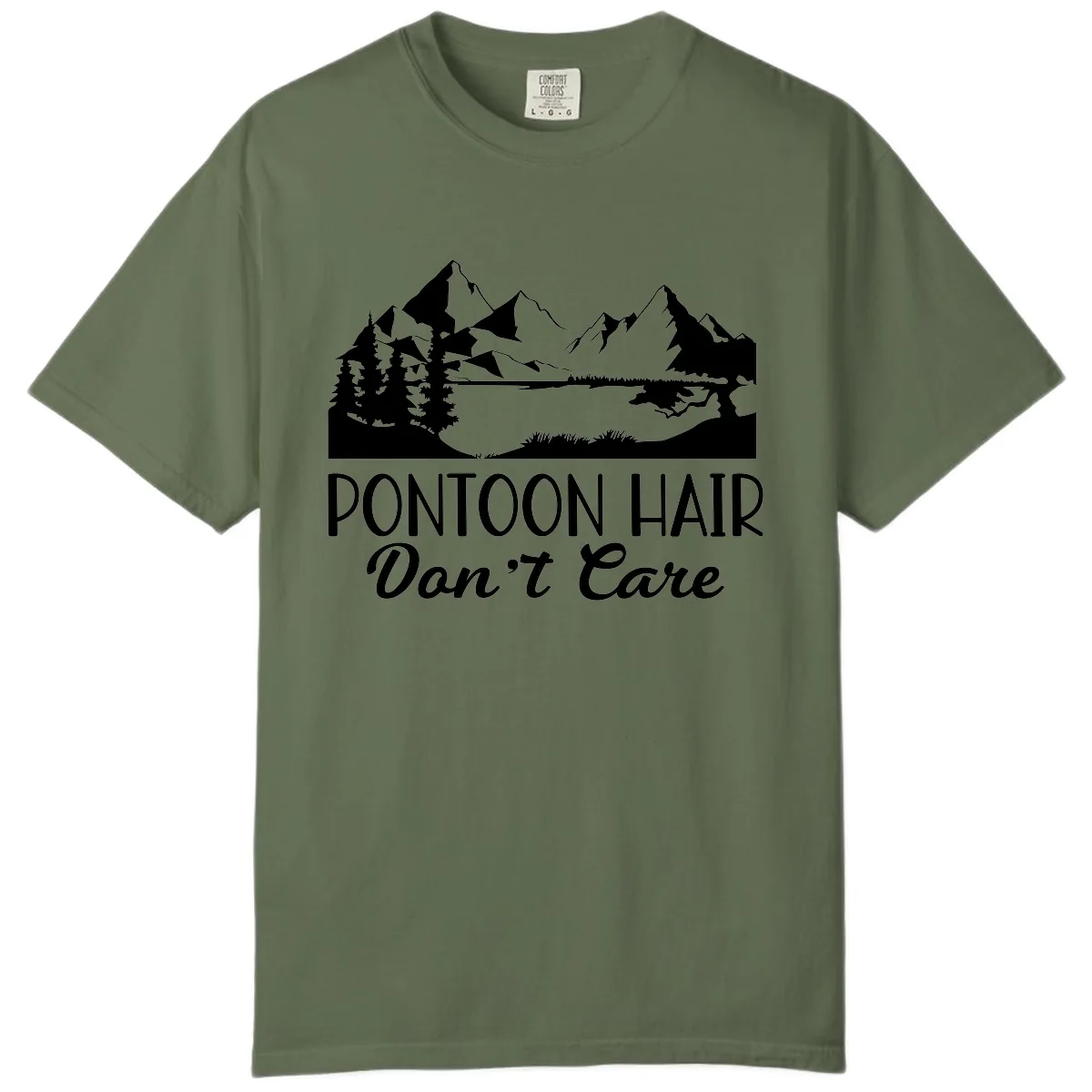 Pontoon Hair Don't Care Mountain Scene Comfort Color in Sage