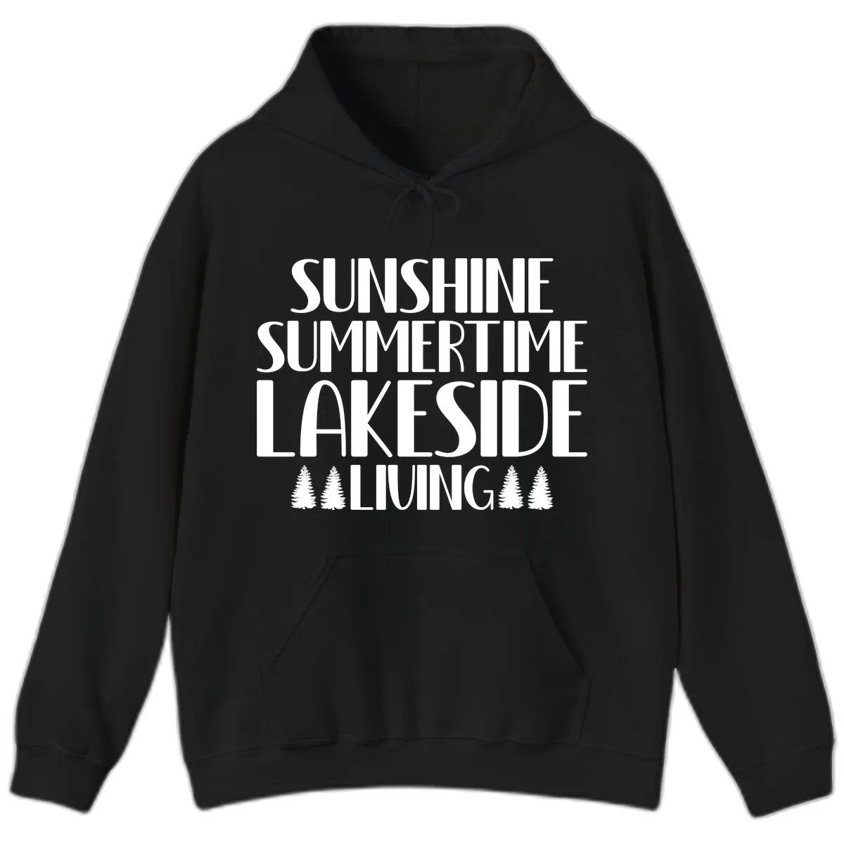 Sunshine Summertime Lakeside Living Hoodie in Black