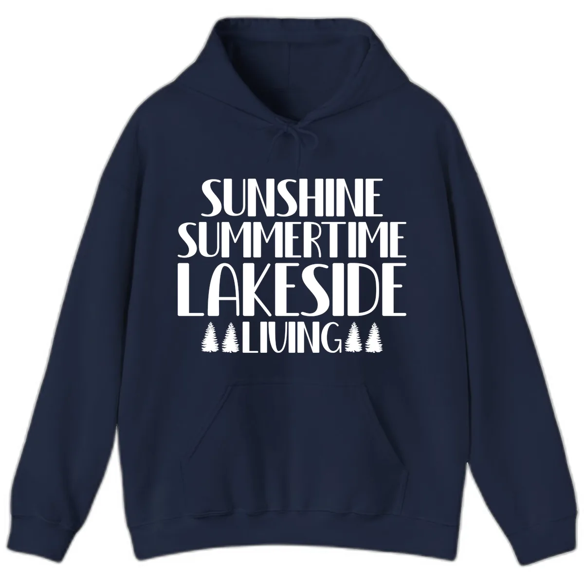 Sunshine Summertime Lakeside Living Hoodie in Navy