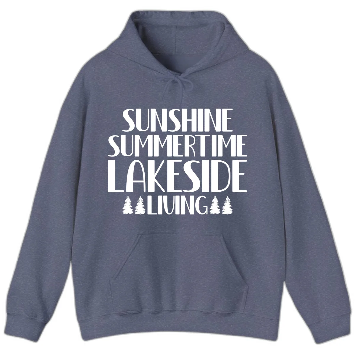 Sunshine Summertime Lakeside Living Hoodie in Heather Navy
