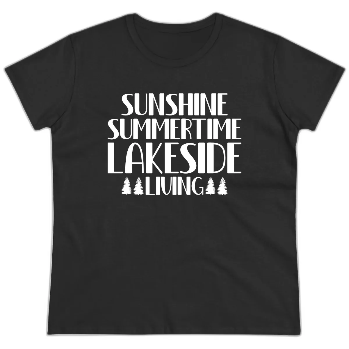 Sunshine Summertime Lakeside Living Ladies Tee in Black