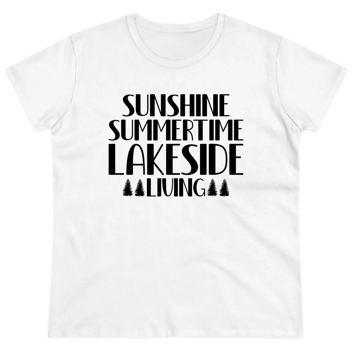 Sunshine Summertime Lakeside Living Ladies Tee in White