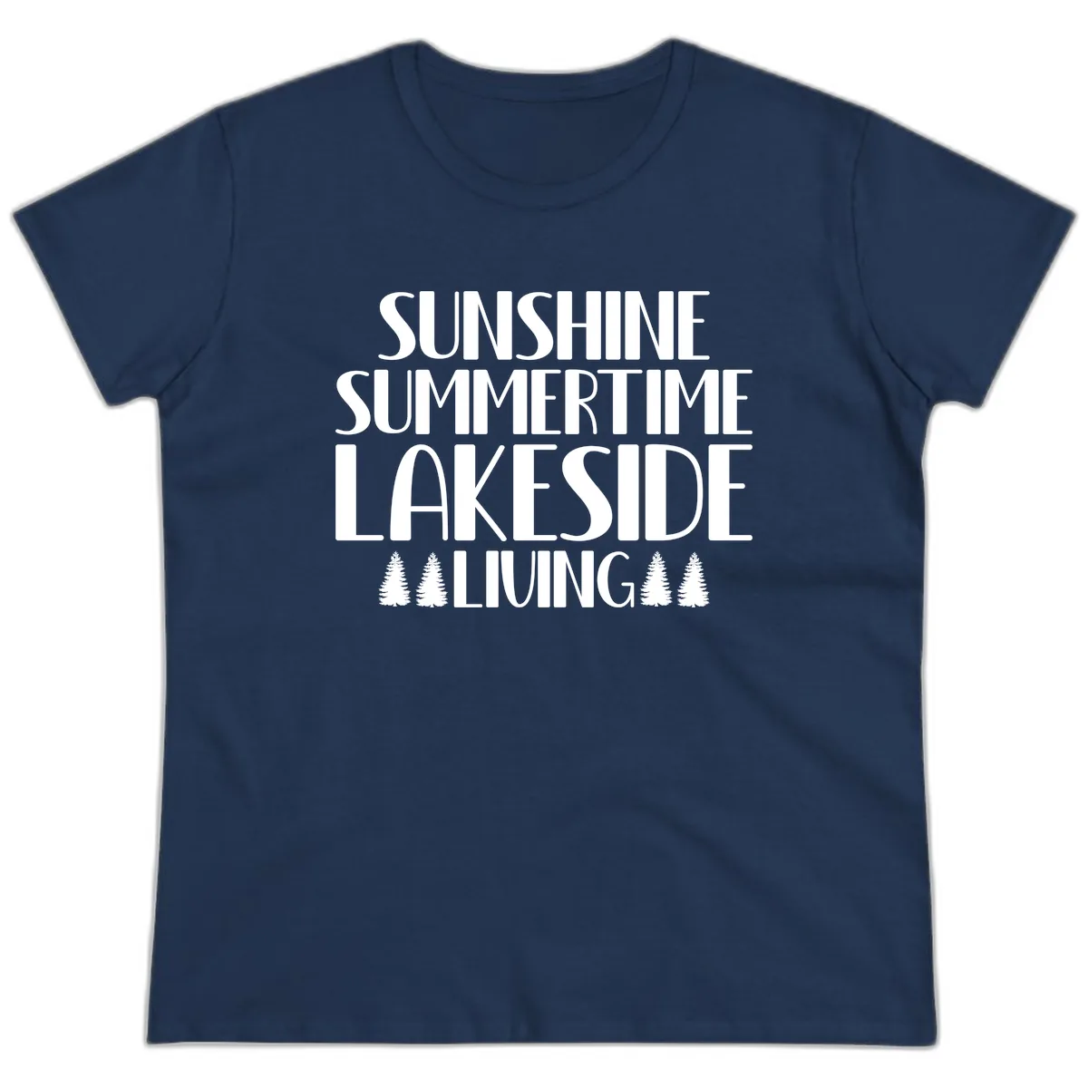 Sunshine Summertime Lakeside Living Ladies Tee in Navy