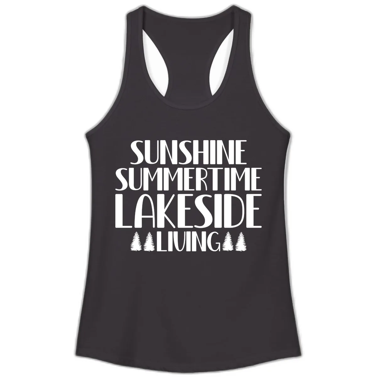 Sunshine Summertime Lakeside Living Ladies Tank in Black
