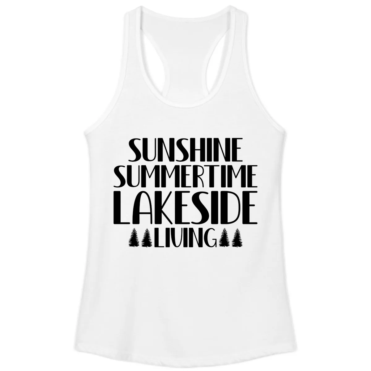 Sunshine Summertime Lakeside Living Ladies Tank in White