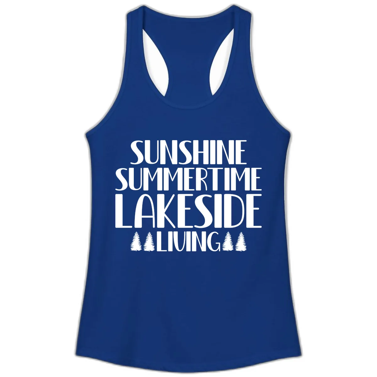 Sunshine Summertime Lakeside Living Ladies Tank in Solid Royal