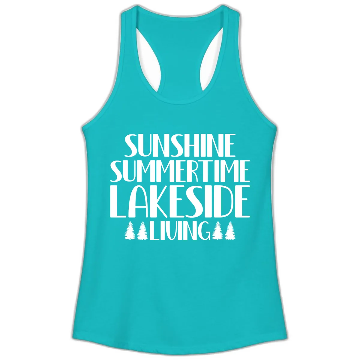 Sunshine Summertime Lakeside Living Ladies Tank in Tahiti Blue