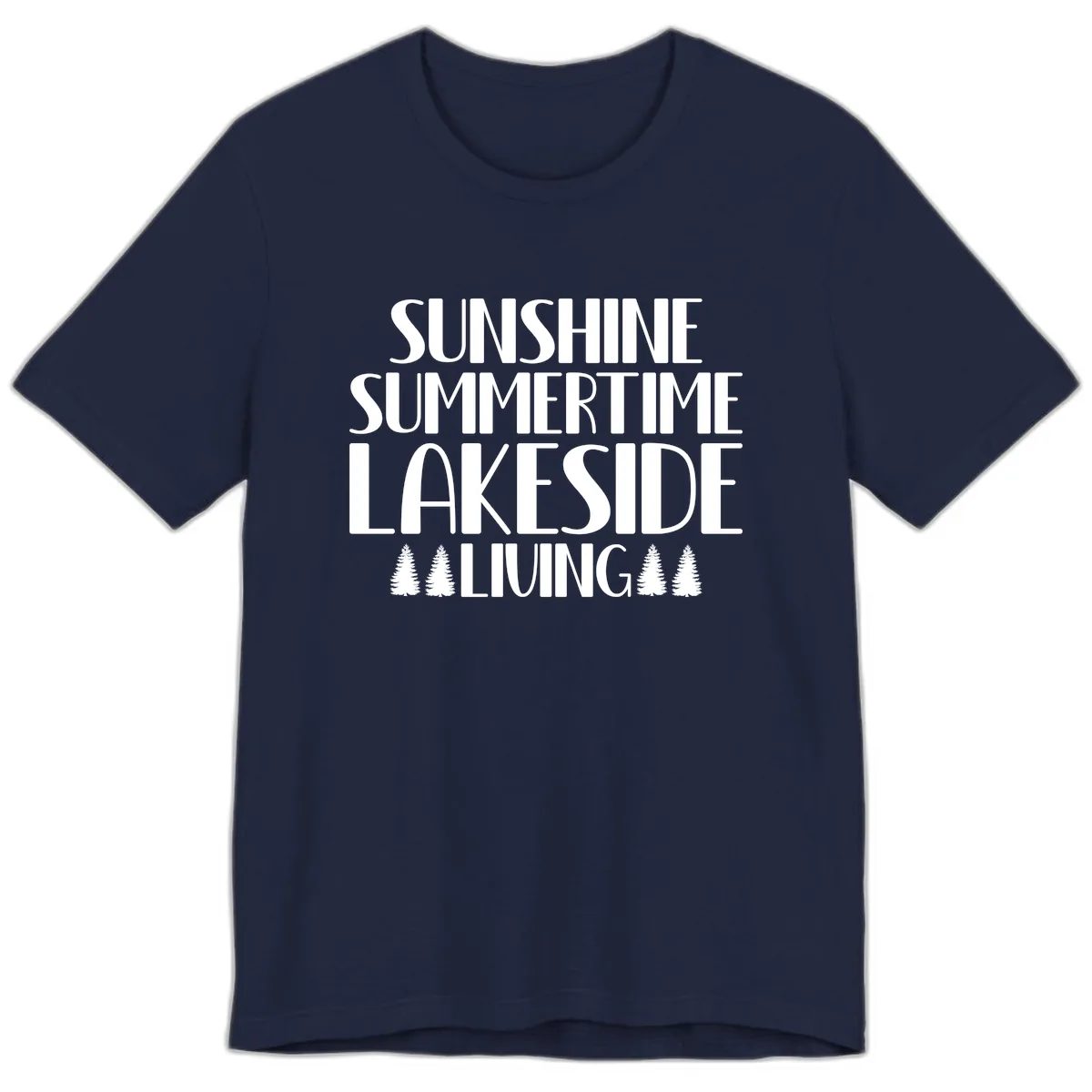 Sunshine Summertime Lakeside Living Premium T-Shirt in Navy