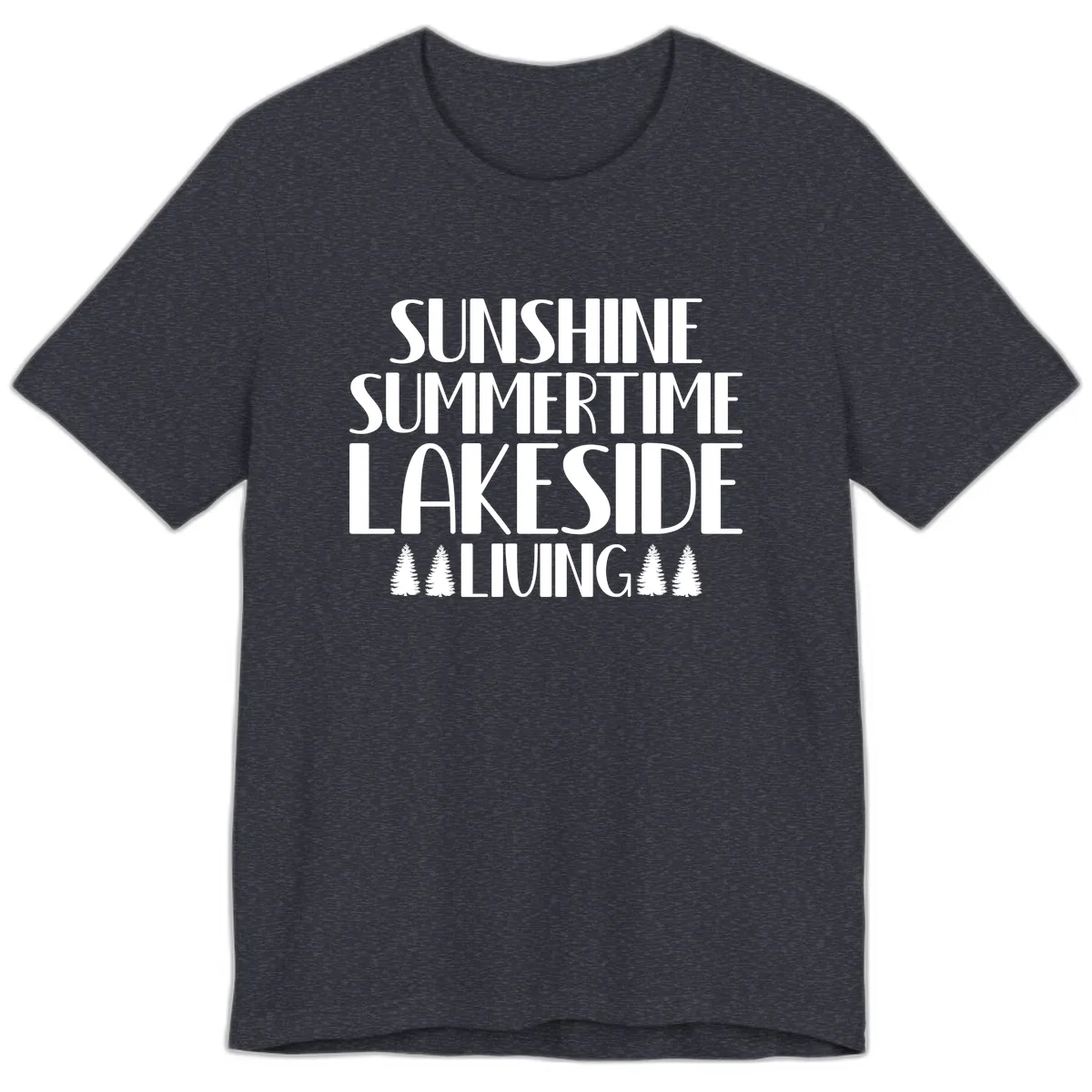 Sunshine Summertime Lakeside Living Premium T-Shirt in Heather Navy