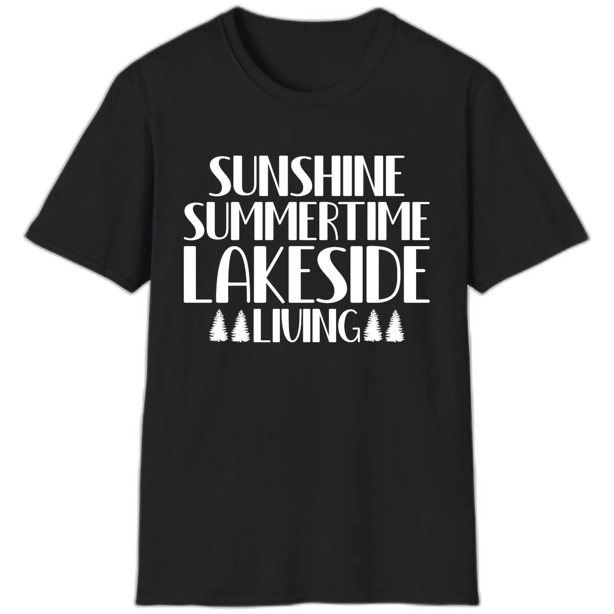 Sunshine Summertime Lakeside Living T-Shirt in Black