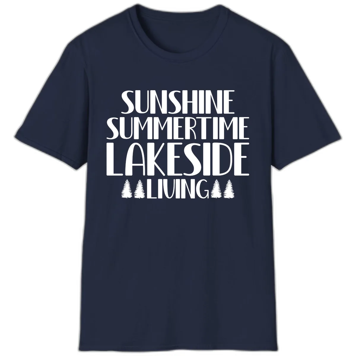 Sunshine Summertime Lakeside Living T-Shirt in Navy